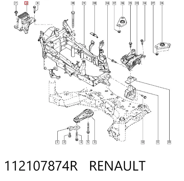 Soporte de motor derecho 112107874R Renault (RVI)