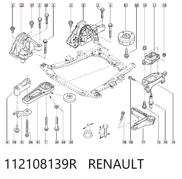 Soporte delantero derecho del motor 112108139R Renault (RVI)