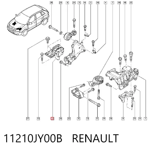 Soporte de motor derecho 11210JY00B Renault (RVI)