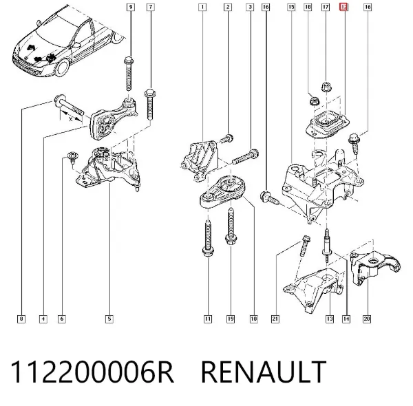 Soporte izquierdo del motor 112200006R Renault (RVI)