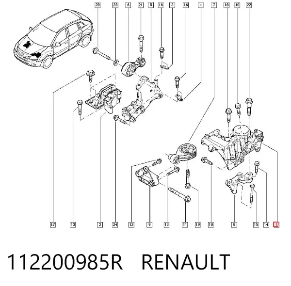 Soporte de motor derecho 112200985R Renault (RVI)