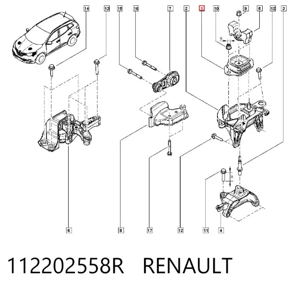 Soporte izquierdo del motor 112202558R Renault (RVI)
