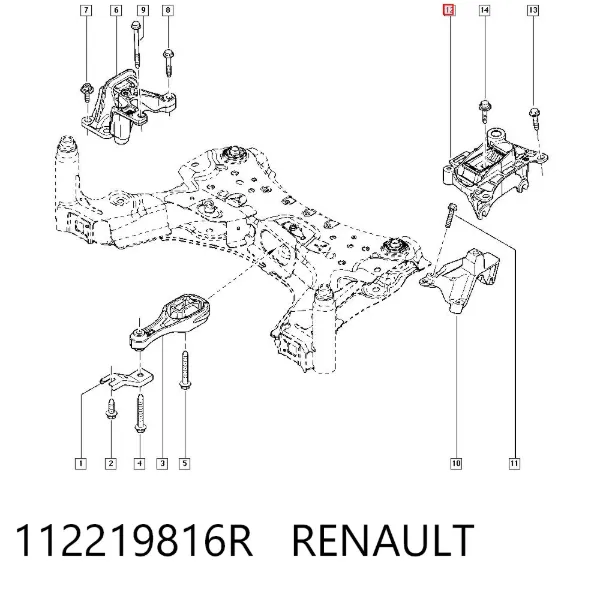 Soporte izquierdo de la transmisión 112219816R Renault (RVI)
