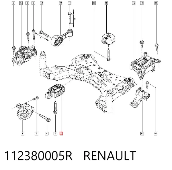 Soporte de motor trasero 112380005R Renault (RVI)