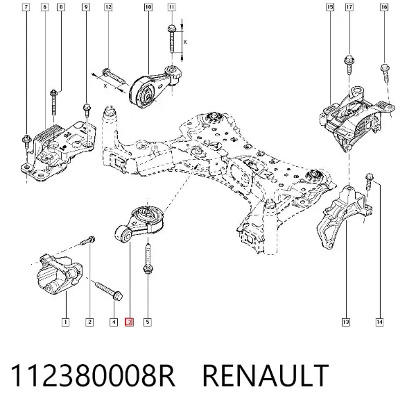 Soporte de motor trasero 112380008R Renault (RVI)