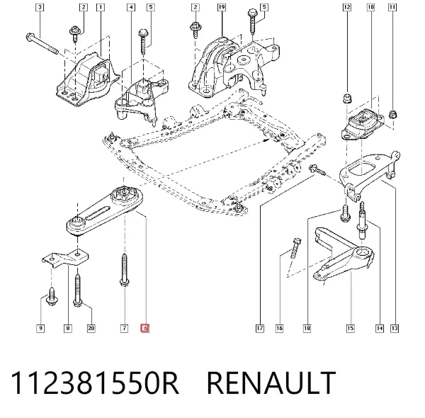 Soporte de motor trasero 112381550R Renault (RVI)