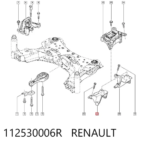 Soporte de cojín de la caja de cambios 112530006R Renault (RVI)