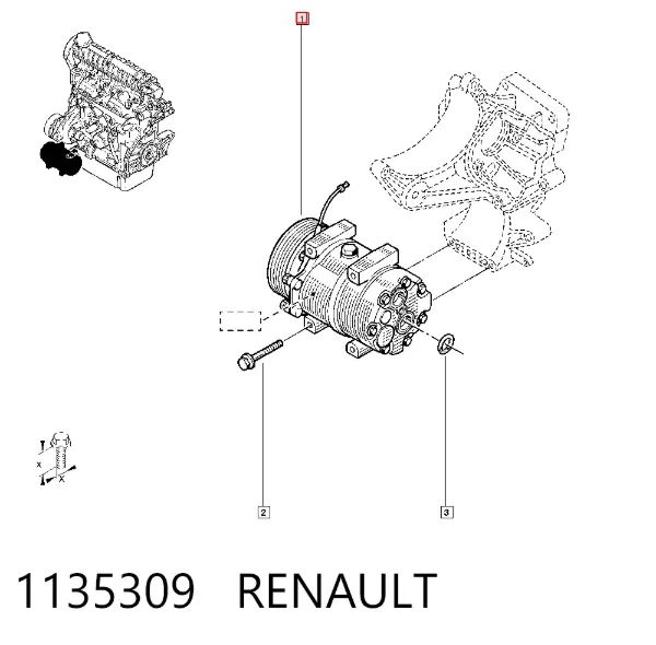Compresor de aire acondicionado 1135309 Renault (RVI)