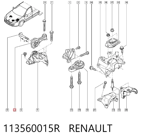 Soporte superior derecho del motor 113560015R Renault (RVI)