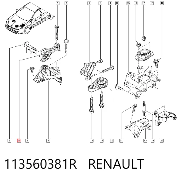 Soporte superior derecho del motor 113560381R Renault (RVI)