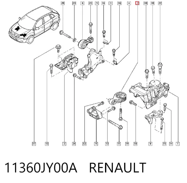 Soporte inferior izquierdo del motor 11360JY00A Renault (RVI)