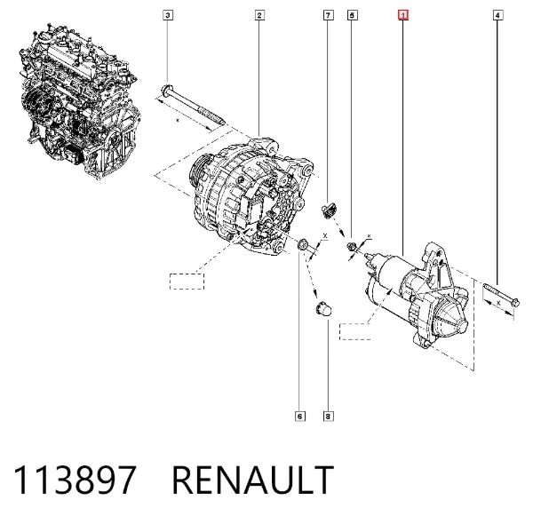 Motor de arranque 113897 Renault (RVI)