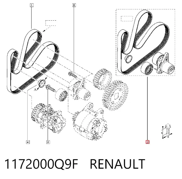 Tensor de correa poli V 1172000Q9F Renault (RVI)
