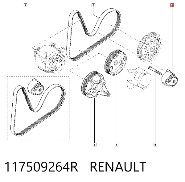 Tensor de correa poli V 117509264R Renault (RVI)