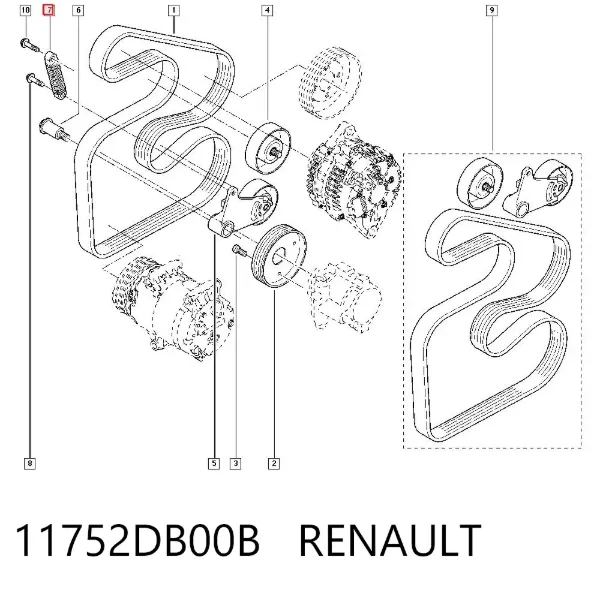 Tensor de correa poli V 11752DB00B Renault (RVI)