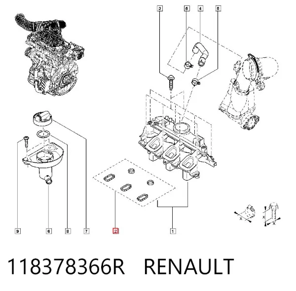 Juego de juntas de tapa de balancines 118378366R Renault (RVI)