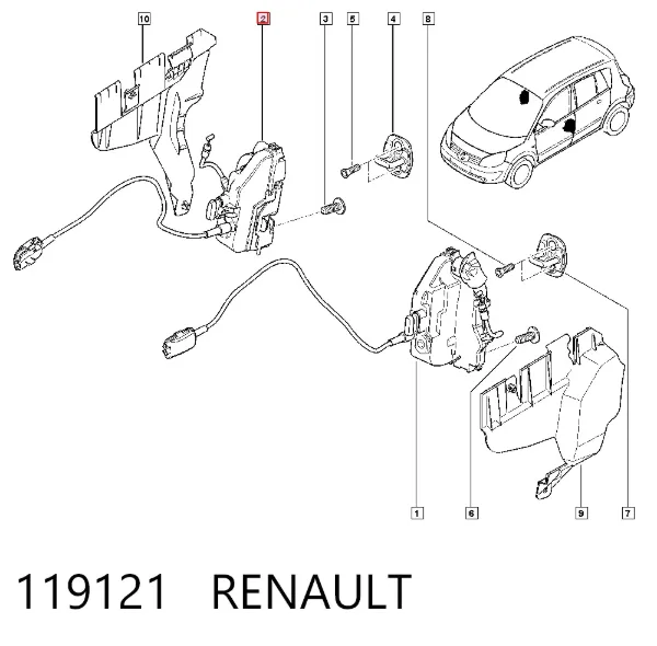 Cerradura de puerta delantera derecha 119121 Renault (RVI)