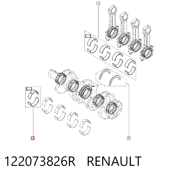 Juego de cojinetes de cigüeñal, estándar, STD 122073826R Renault (RVI)