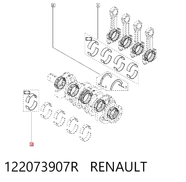 Juego de cojinetes de cigüeñal, estándar, STD 122073907R Renault (RVI)