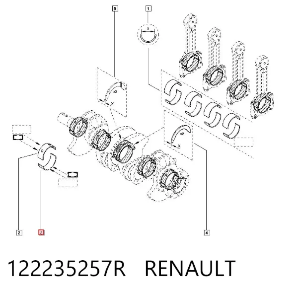 Juego de cojinetes de cigüeñal, estándar, STD 122235257R Renault (RVI)