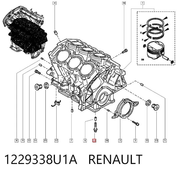 Tornillo de tapa de cojinete principal 1229338U1A Renault (RVI)