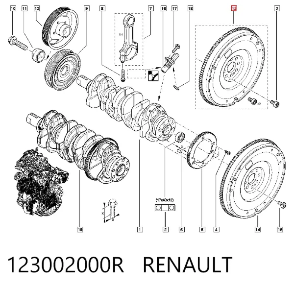 Volante motor 123002000R Renault (RVI)