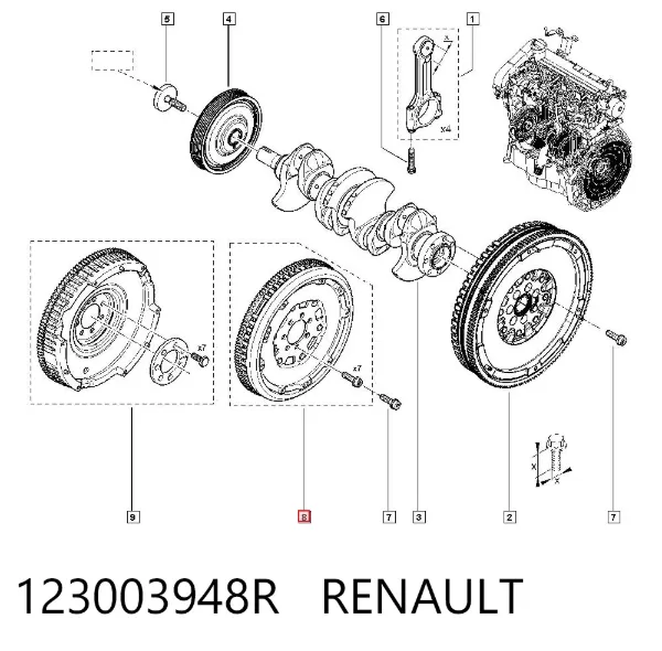 Volante motor 123003948R Renault (RVI)