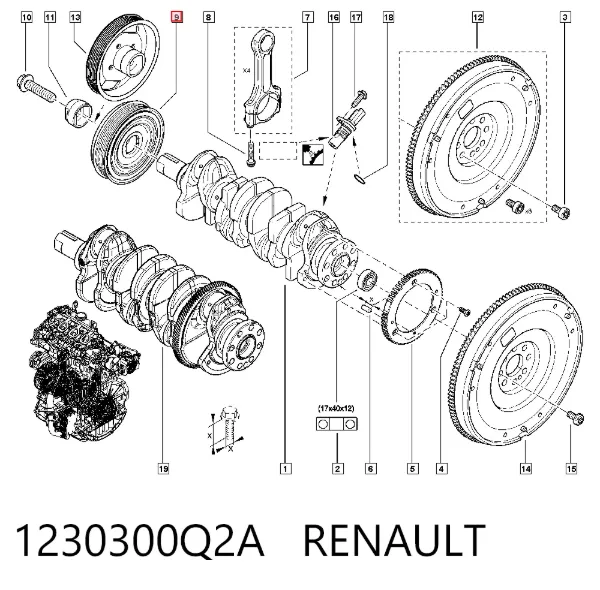 Polea de cigüeñal 1230300Q2A Renault (RVI)