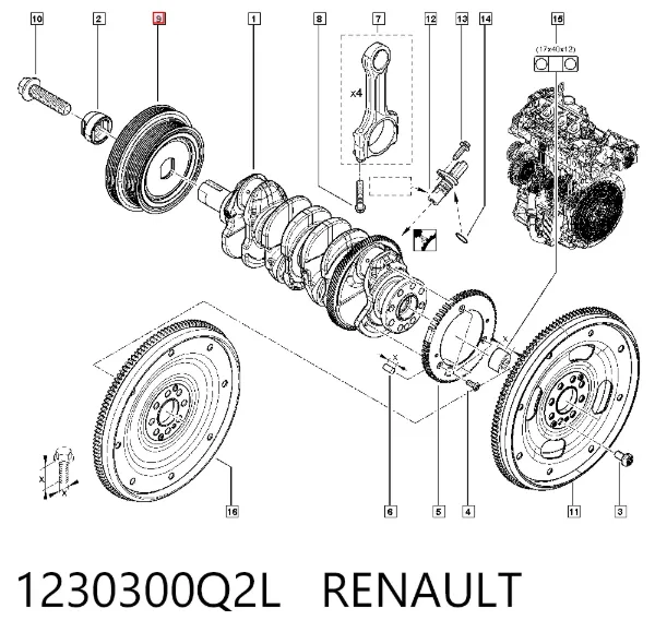 Polea de cigüeñal 1230300Q2L Renault (RVI)