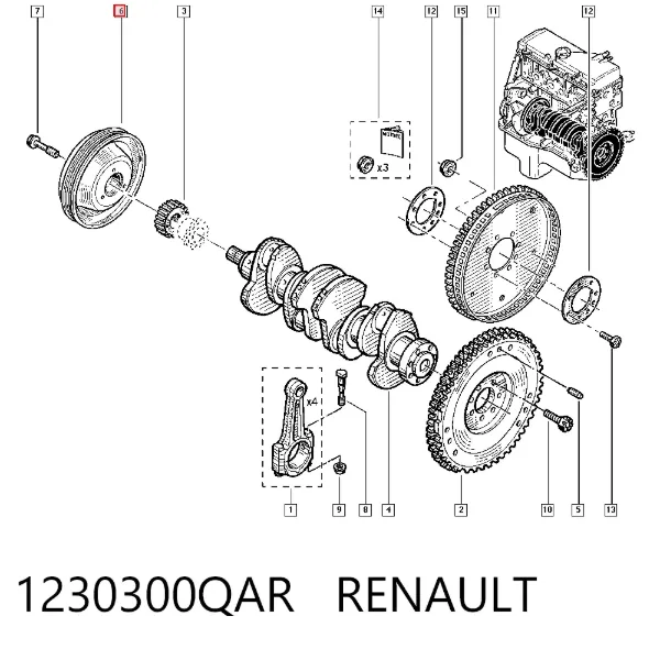 Polea de cigüeñal 1230300QAR Renault (RVI)