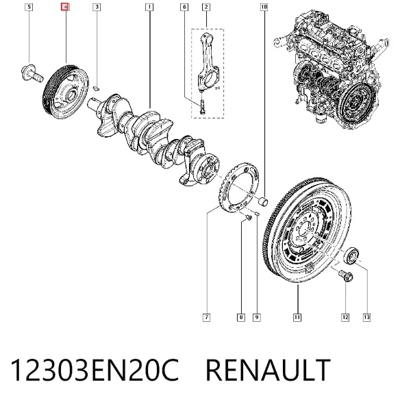 Polea de cigüeñal 12303EN20C Renault (RVI)