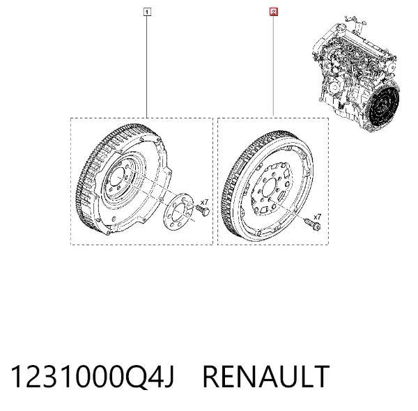 Volante motor 1231000Q4J Renault (RVI)