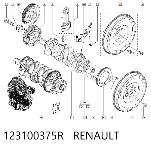 Volante motor 123100375R Renault (RVI)