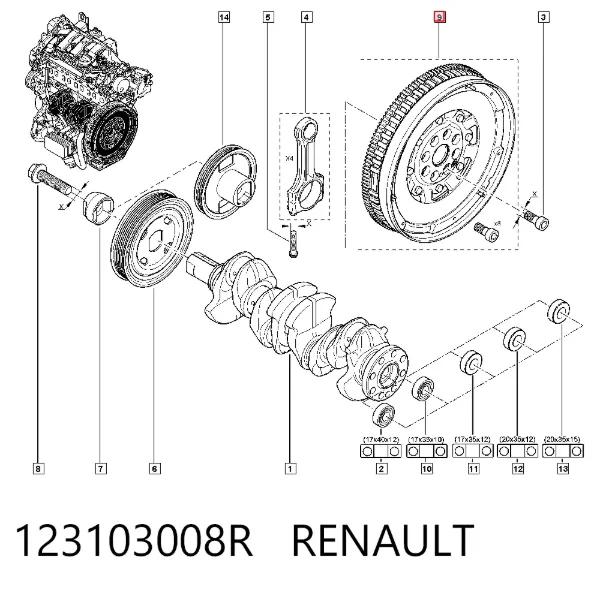 Volante motor 123103008R Renault (RVI)