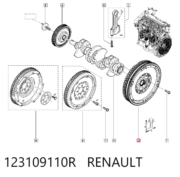 Volante motor 123109110R Renault (RVI)