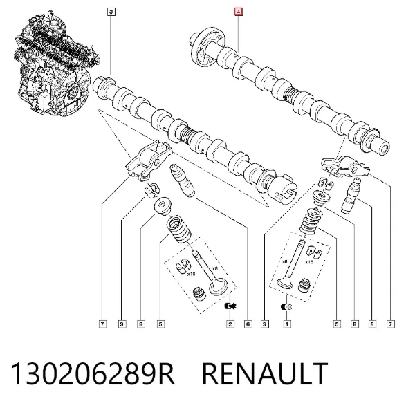 Árbol de levas de escape 130206289R Renault (RVI)
