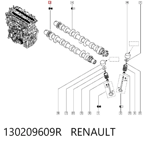 Árbol de levas de entrada 130209609R Renault (RVI)