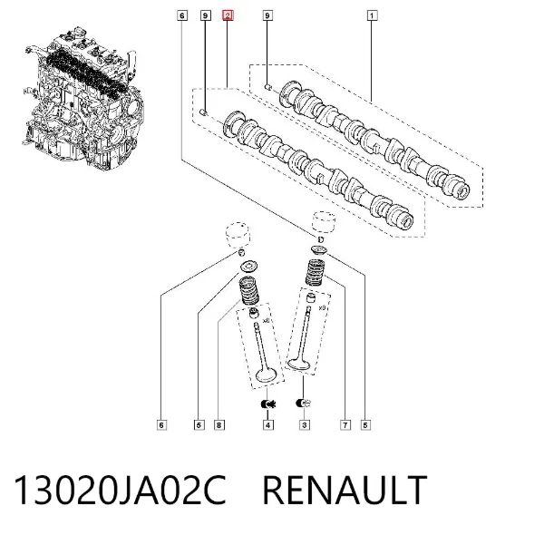 Árbol de levas de escape 13020JA02C Renault (RVI)