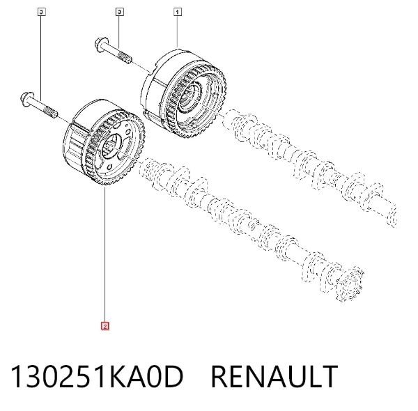 Engranaje del árbol de levas de escape 130251KA0D Renault (RVI)