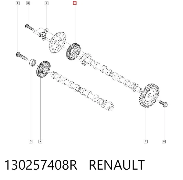 Engranaje del árbol de levas de escape 130257408R Renault (RVI)