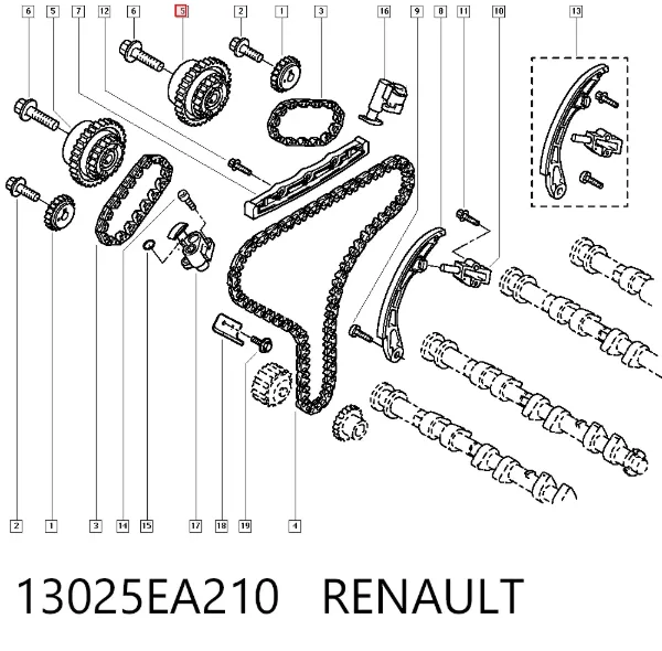 Rueda dentada del árbol de levas de admisión 13025EA210 Renault (RVI)