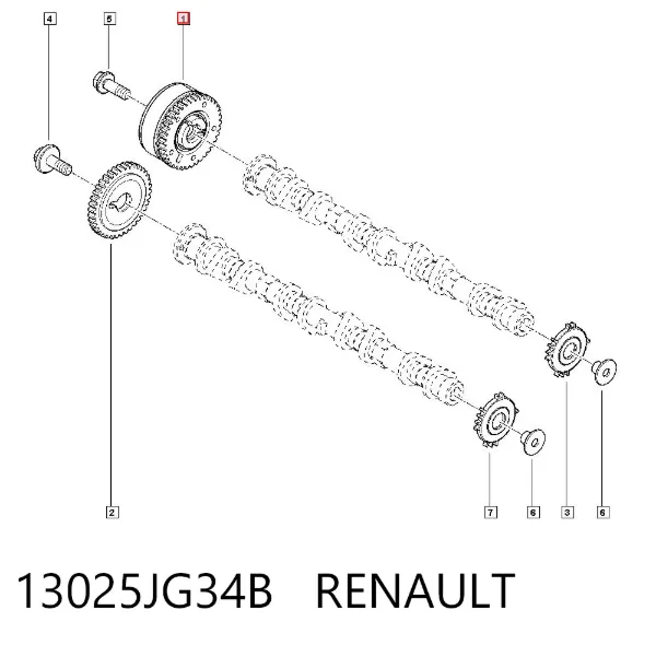 Piñón del árbol de levas 13025JG34B Renault (RVI)