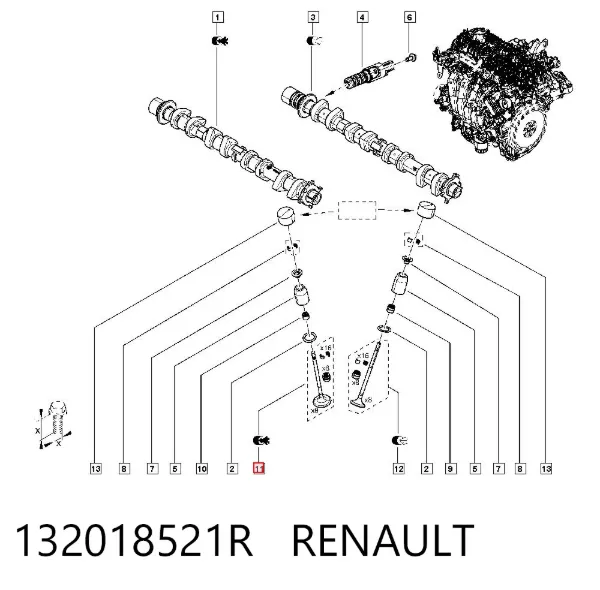 Válvulas de admisión 132018521R Renault (RVI)