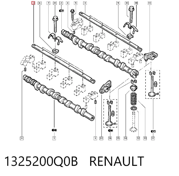 Eje de balancines 1325200Q0B Renault (RVI)