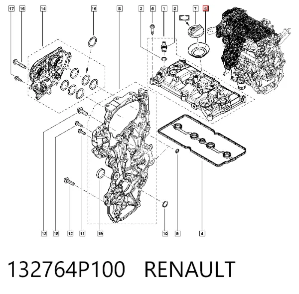 Anillo de sellado del pozo de la bujía 132764P100 Renault (RVI)