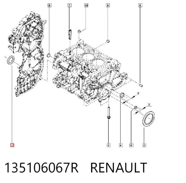 Retén de cigüeñal frontal 135106067R Renault (RVI)