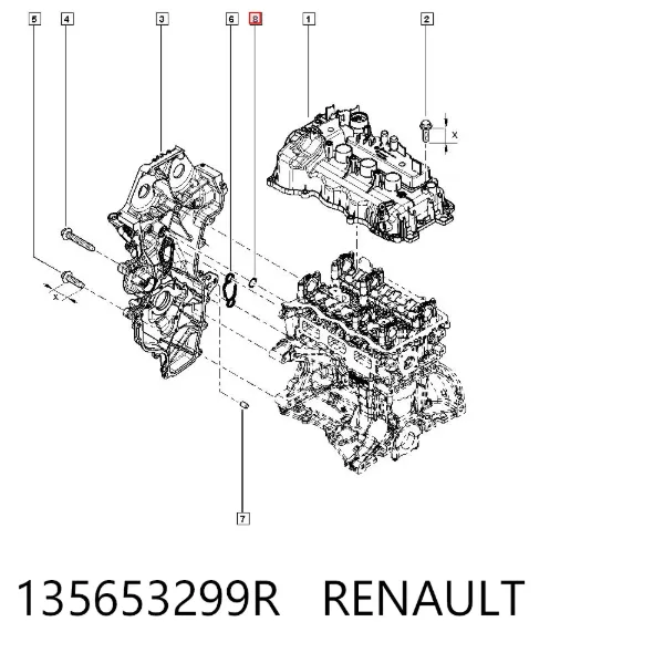 Anillo de sellado de la tapa delantera de la culata 135653299R Renault (RVI)