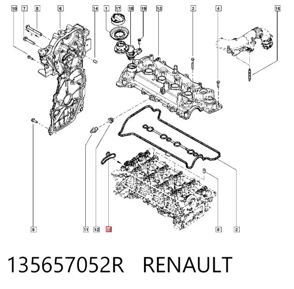 Junta de tapa frontal del motor 135657052R Renault (RVI)