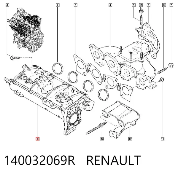Colector de admisión 140032069R Renault (RVI)