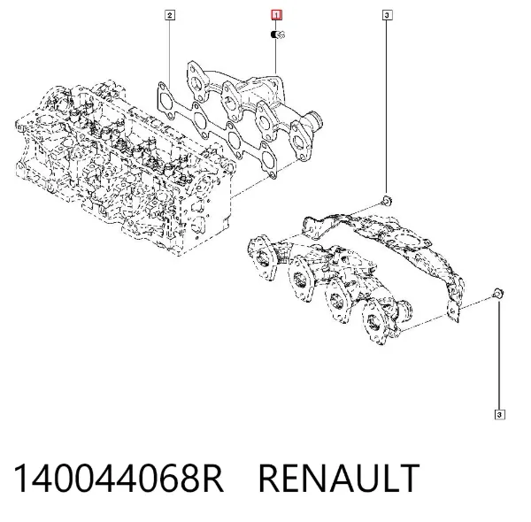 Colector de escape 140044068R Renault (RVI)